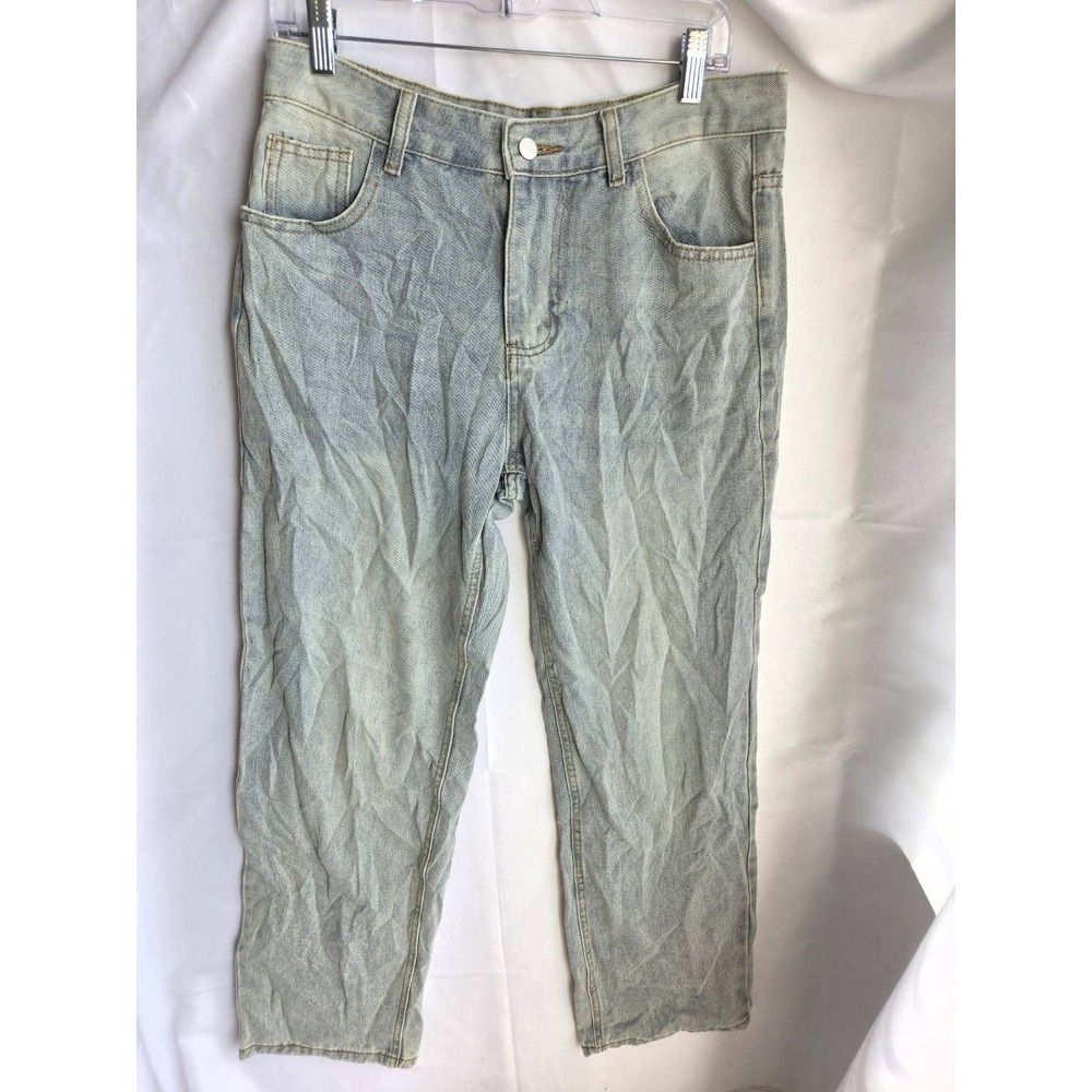 Unbranded Jeans Men Blue Light Wash Straight Mid Rise Straight
